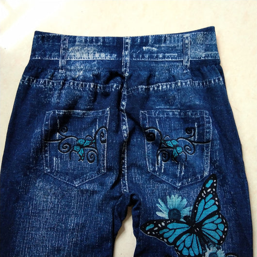 Leggings Estilo Denim con Estampado de Mariposas - Image 13