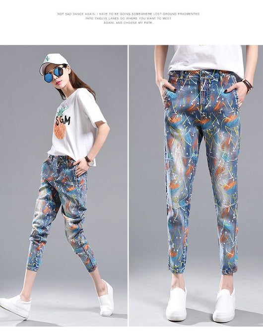 Pantalones Harem Cintura Alta con Estampado Artístico - Image 12