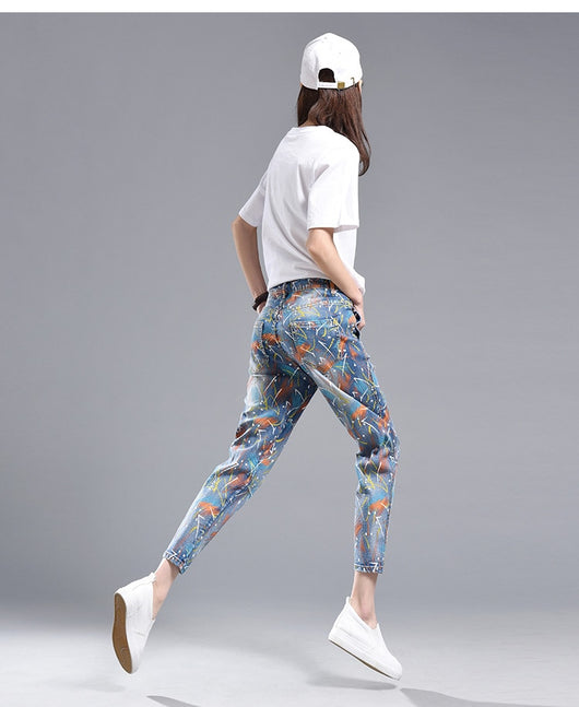 Pantalones Harem Cintura Alta con Estampado Artístico - Image 13