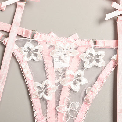 Conjunto de Lencería Erótica de 3 Piezas con Bordado Floral y Aros de Acero - Image 25
