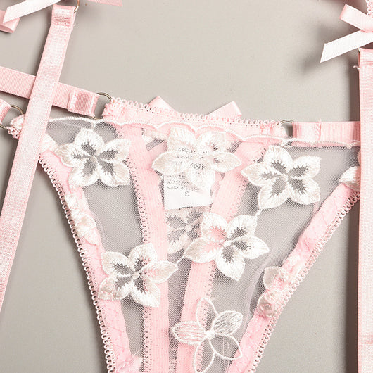 Conjunto de Lencería Erótica de 3 Piezas con Bordado Floral y Aros de Acero - Image 25