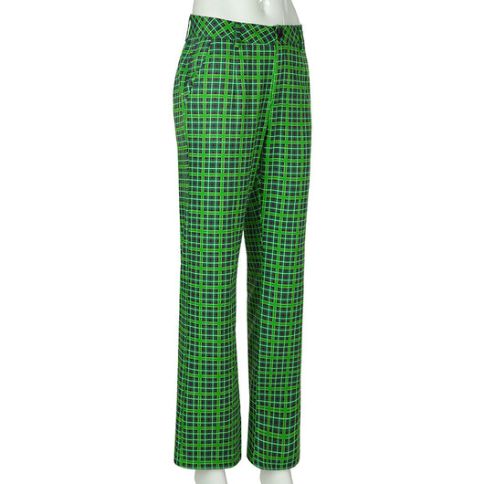 Pantalones Cintura Alta Cuadros Verde - Image 17