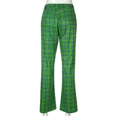 Pantalones Cintura Alta Cuadros Verde - Image 18