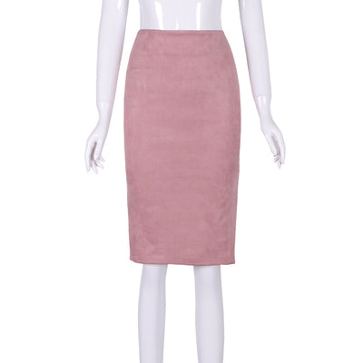 Falda de Gamuza Partida en Colores Sólidos - Image 18