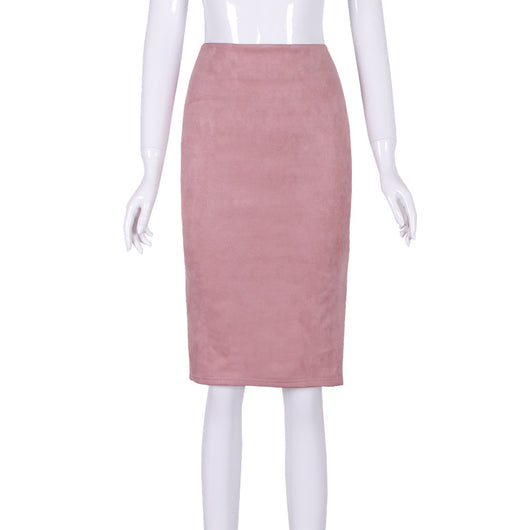 Falda de Gamuza Partida en Colores Sólidos - Image 18