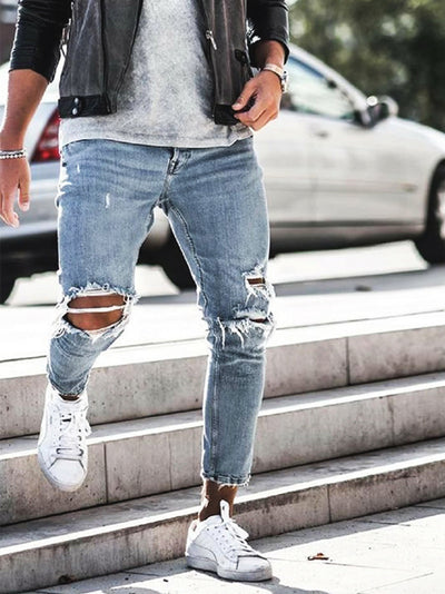 Pantalones Vaqueros Rotos Modernos para Hombre - Image 12