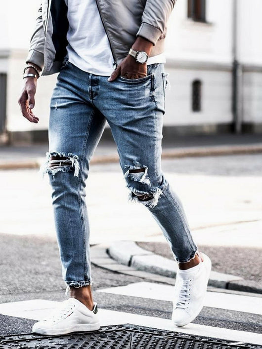 Pantalones Vaqueros Rotos Modernos para Hombre - Image 14