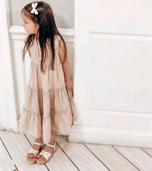 Vestido Princesa Niña Lino Plisado con Encaje - Colección Verano Europeo - Image 7