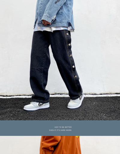Pantalones de pierna ancha con botones laterales - Image 6