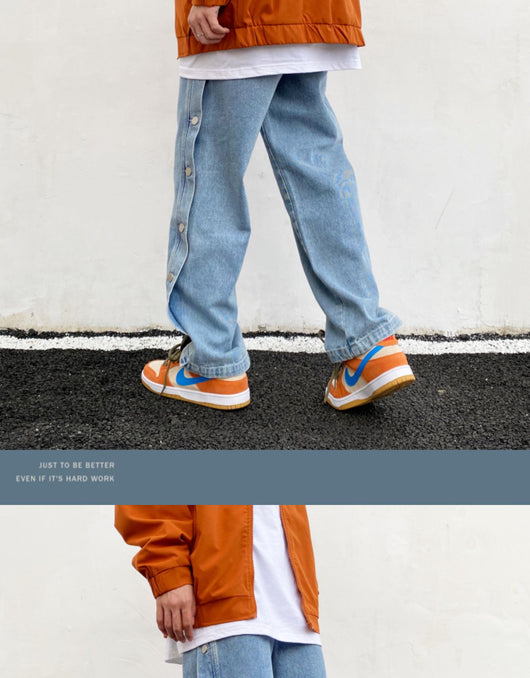 Pantalones de pierna ancha con botones laterales - Image 7