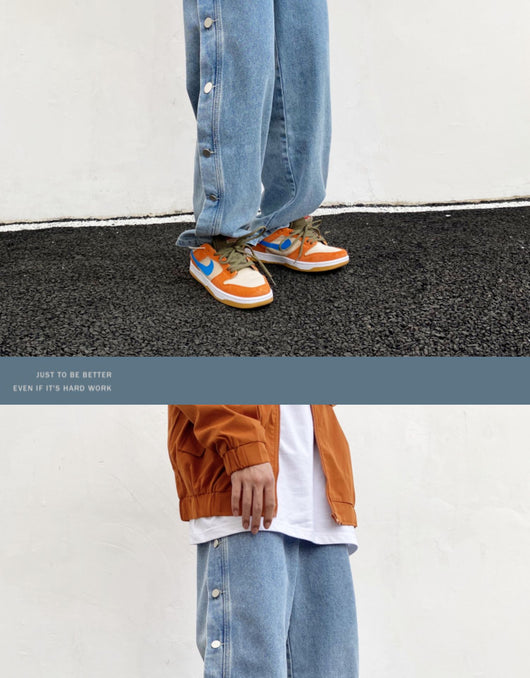 Pantalones de pierna ancha con botones laterales - Image 8