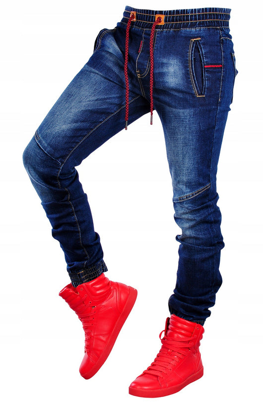 Pantalones Vaqueros Azules Elásticos con Cintura Ajustable para Hombre - Image 9
