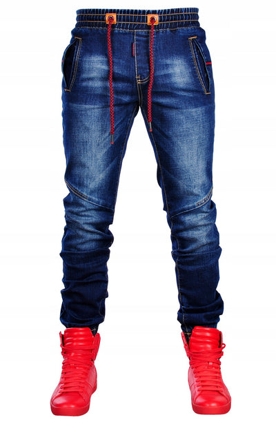 Pantalones Vaqueros Azules Elásticos con Cintura Ajustable para Hombre - Image 10
