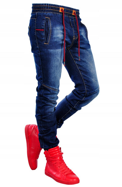 Pantalones Vaqueros Azules Elásticos con Cintura Ajustable para Hombre - Image 11