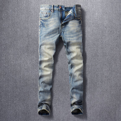 Jeans Retro Hombre Lavado Vintage con Elasticidad - Image 7