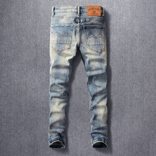 Jeans Retro Hombre Lavado Vintage con Elasticidad - Image 8