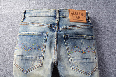 Jeans Retro Hombre Lavado Vintage con Elasticidad - Image 13