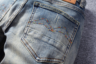 Jeans Retro Hombre Lavado Vintage con Elasticidad - Image 15