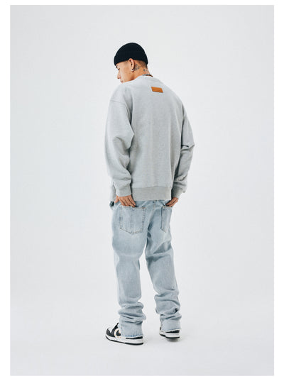 Jeans Rectos Hombre Talle Suelto Borde Crudo Lavado Claro - Image 7
