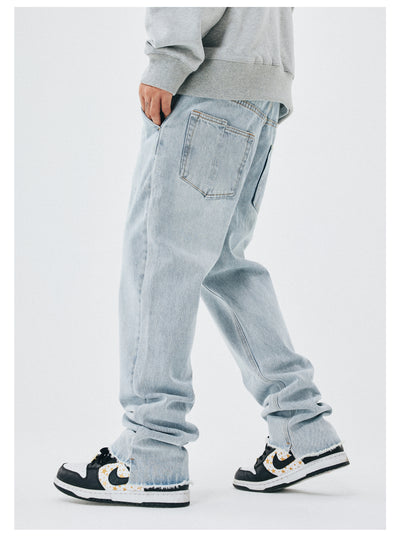 Jeans Rectos Hombre Talle Suelto Borde Crudo Lavado Claro - Image 10