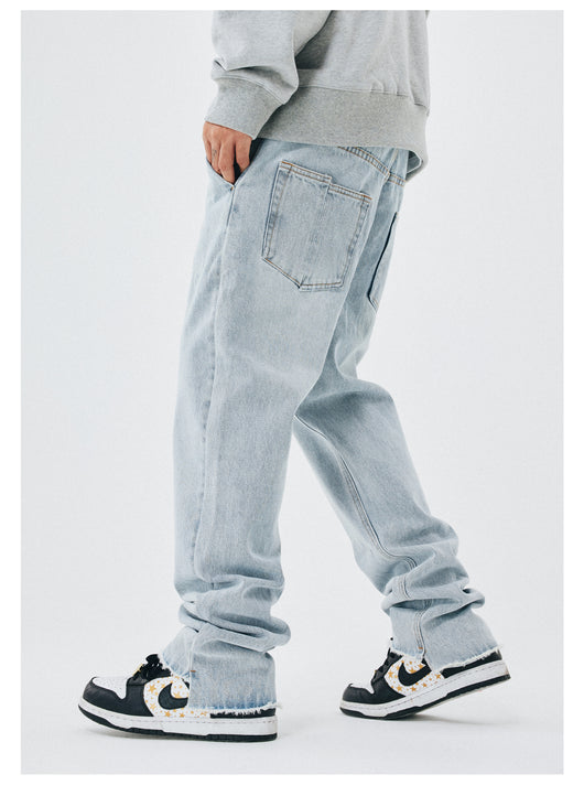 Jeans Rectos Hombre Talle Suelto Borde Crudo Lavado Claro - Image 10