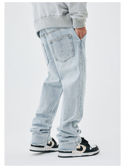 Jeans Rectos Hombre Talle Suelto Borde Crudo Lavado Claro - Image 11