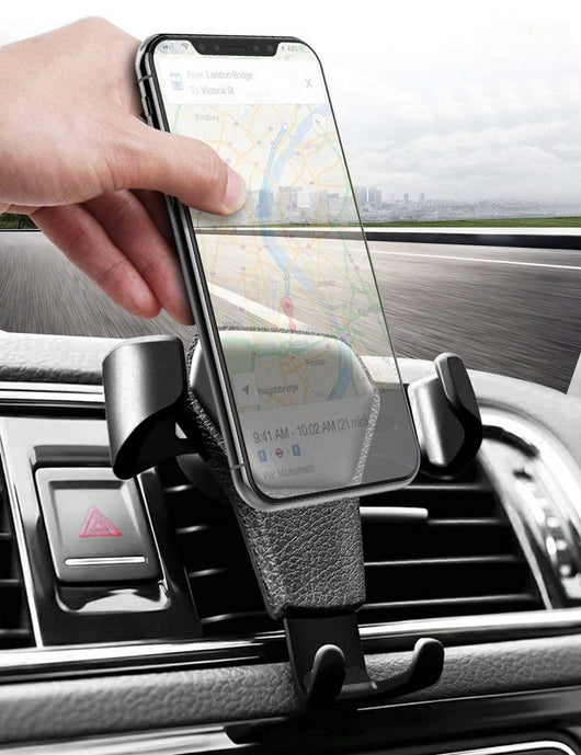 Soporte Gravitacional para Celular en Auto con Textura de Cuero - Image 14
