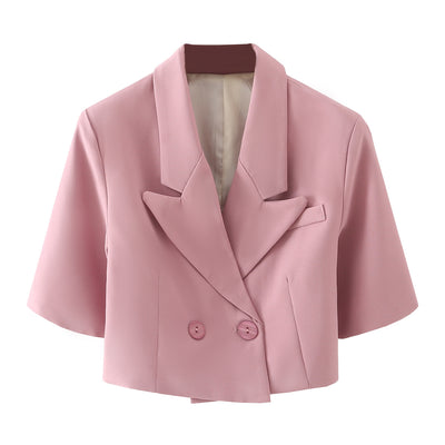 Blazer Corto Rosa Primavera Mujer - Diseño Liso y Elegante - Image 6