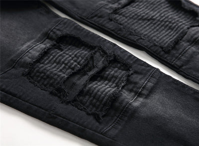 Pantalones Vaqueros Motociclista para Hombre con Roturas y Cierre Lateral - Image 5