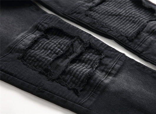 Pantalones Vaqueros Motociclista para Hombre con Roturas y Cierre Lateral - Image 5