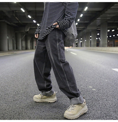 Jeans Holgados Grises de Corte Relajado - Image 17