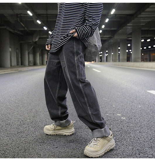 Jeans Holgados Grises de Corte Relajado - Image 17