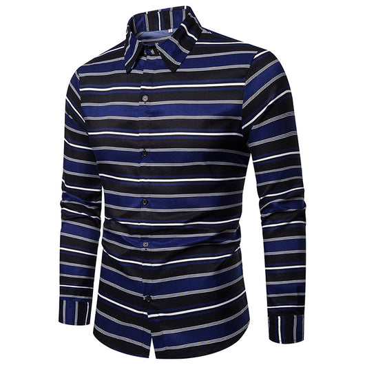 Camisa Casual Slim Fit a Rayas de Manga Larga para Hombre - Image 6