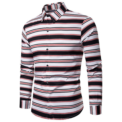 Camisa Casual Slim Fit a Rayas de Manga Larga para Hombre - Image 8