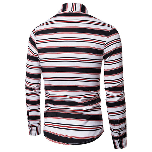 Camisa Casual Slim Fit a Rayas de Manga Larga para Hombre - Image 9