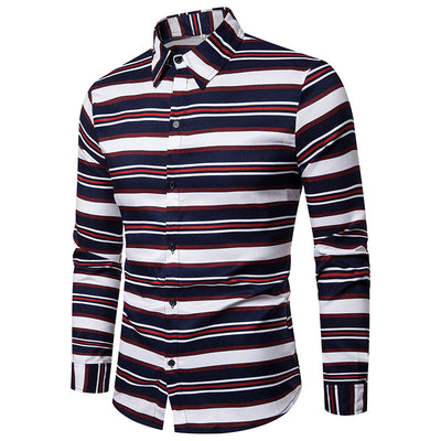 Camisa Casual Slim Fit a Rayas de Manga Larga para Hombre - Image 10