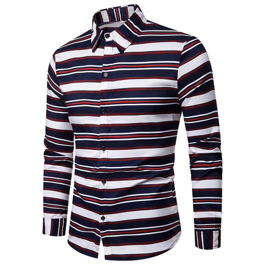 Camisa Casual Slim Fit a Rayas de Manga Larga para Hombre - Image 10
