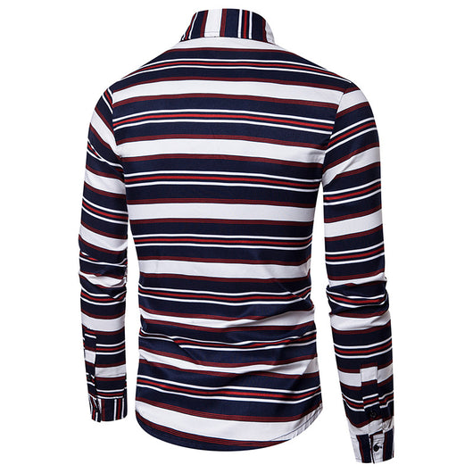 Camisa Casual Slim Fit a Rayas de Manga Larga para Hombre - Image 11