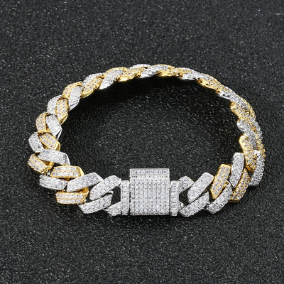 Cadena Cubana 14mm Chapada en Zirconia - Estilo Europeo y Americano - Image 8
