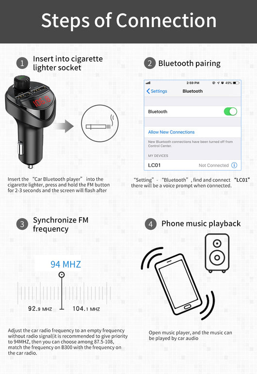 Reproductor de Audio Bluetooth FM/AM para Auto - Image 17