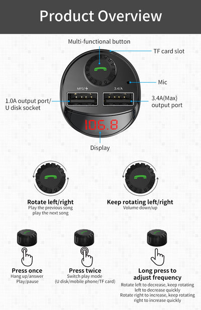 Reproductor de Audio Bluetooth FM/AM para Auto - Image 18