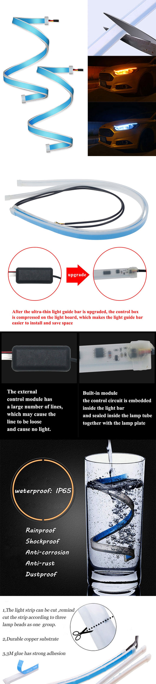 Luces LED Diurnas Flexibles para Auto con Direccionales Amarillas y Frenos - Image 10