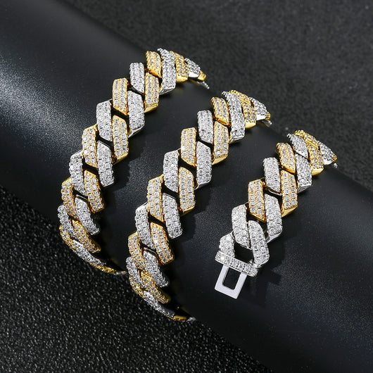 Cadena Cubana 14mm Chapada en Zirconia - Estilo Europeo y Americano - Image 15
