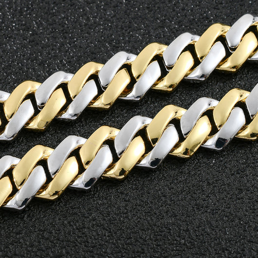 Cadena Cubana 14mm Chapada en Zirconia - Estilo Europeo y Americano - Image 17