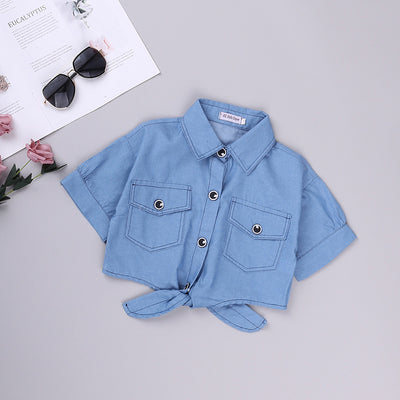 Chaqueta Denim Manga Corta Estilo Western con Falda de Tirantes Lunares - Image 15