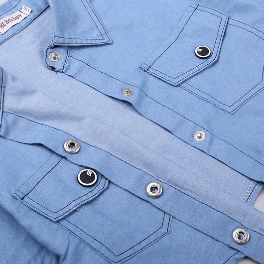 Chaqueta Denim Manga Corta Estilo Western con Falda de Tirantes Lunares - Image 17