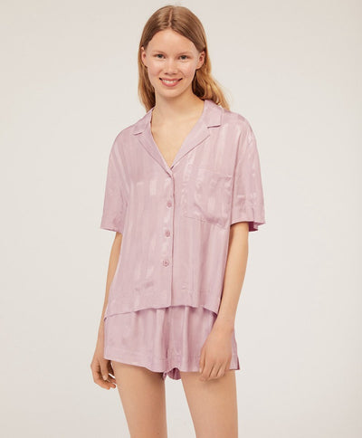 Pijama de Seda Helada con Rayas - Conjunto Corto para Dormir y Casa Mujer Verano - Image 8