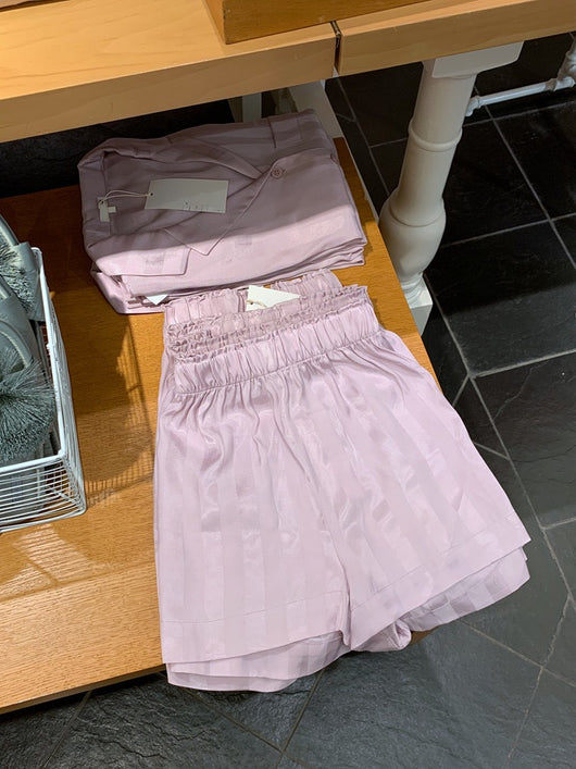 Pijama de Seda Helada con Rayas - Conjunto Corto para Dormir y Casa Mujer Verano - Image 11
