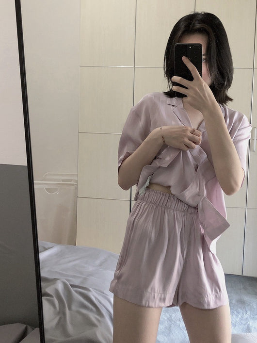 Pijama de Seda Helada con Rayas - Conjunto Corto para Dormir y Casa Mujer Verano - Image 13