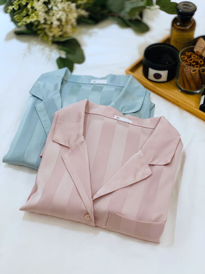 Pijama de Seda Helada con Rayas - Conjunto Corto para Dormir y Casa Mujer Verano - Image 16